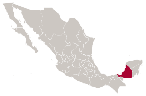 Map of the State of Campeche on the Mayan Train Route