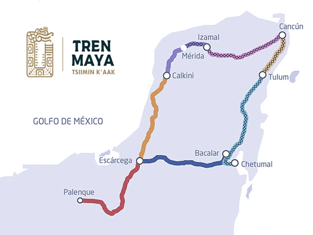 The route of the Mayan Train in México.