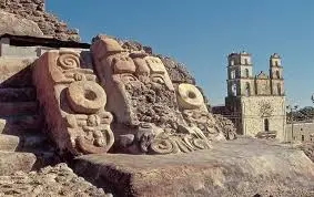 Mayan convent and sculpture
