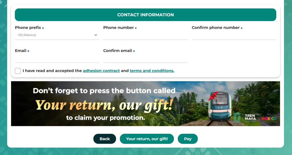 Tren Maya Promotion button apply